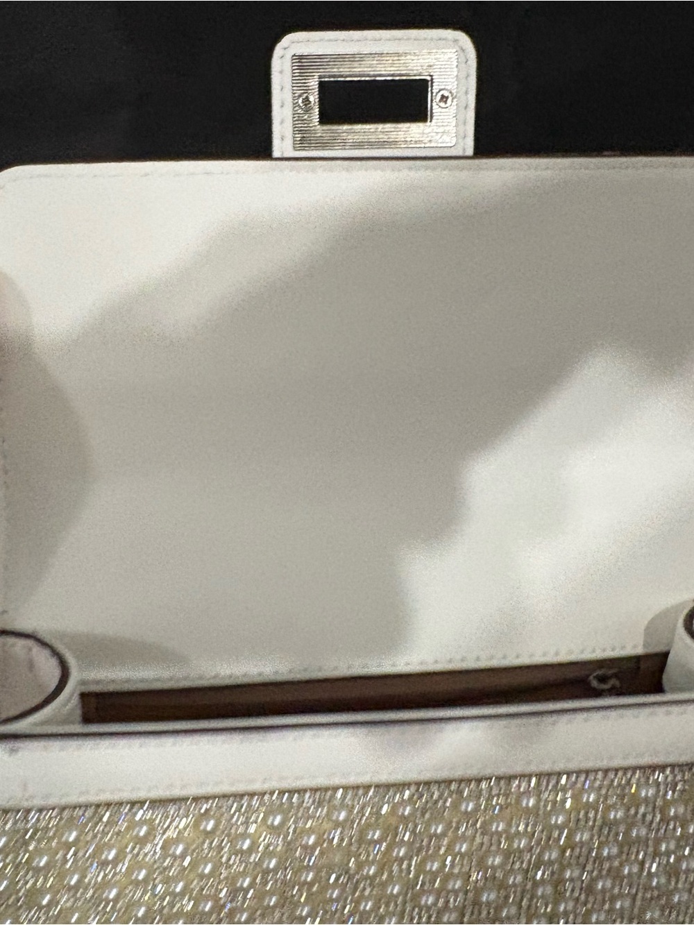 LOW START ALDO Pearl-Embellished Cream Crossbody Bag with Silver Chain - Picture 7 of 14